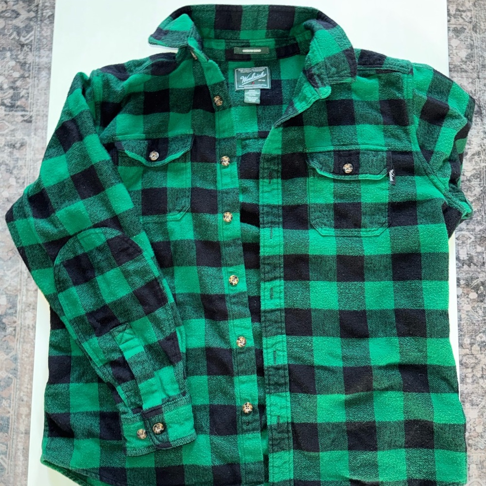 Woolrich Green and Black Checkered Shirt